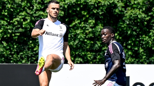 LOS ANGELES, CALIFORNIA - JULY 25: Filip Kostic, Timothy Weah of Juventus during a training session on July 25, 2023 in Los Angeles, California. (Photo by Daniele Badolato - Juventus FC/Juventus FC via Getty Images)