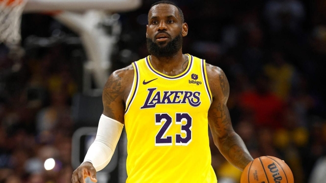 (FILES) LeBron James #23 of the Los Angeles Lakers at Crypto.com Arena on February 28, 2024 in Los Angeles, California. LeBron James became the first NBA player to reach 40,000 career regular-season points on March 2, 2024, the 39-year-old superstar scoring nine against defending champion Denver to achieve the milestone. (Photo by RONALD MARTINEZ / GETTY IMAGES NORTH AMERICA / AFP)