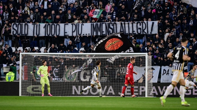 Banner for Allegri during the Serie A soccer match between Juventus and Atalanta at the Allianz Stadium in Torino, north west Italy - Sunday, March 10, 2024. Sport - Soccer . (Photo by Marco Alpozzi/Lapresse)