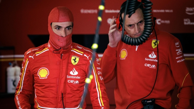 epa11287742 Ferrariâ??s Carlos Sainz of Spain prepares for the practice session for the Formula One Chinese Grand Prix, in Shanghai, China, 19 April 2024. The 2024 Formula 1 Chinese Grand Prix is held at the Shanghai International Circuit racetrack on 21 April after a five-year hiatus.  EPA/ALEX PLAVEVSKI