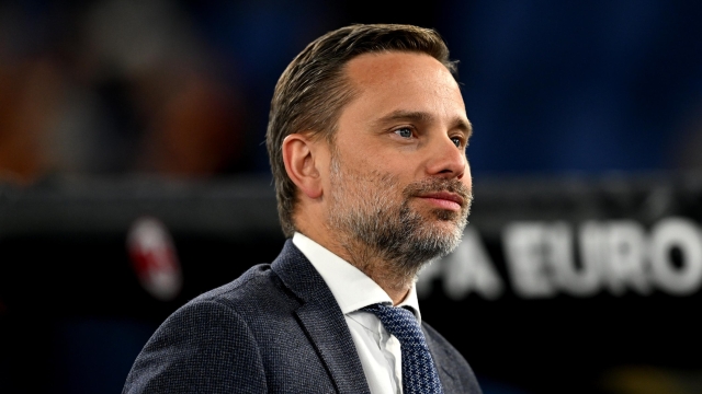 ROME, ITALY - APRIL 18: CEO of AC Milan Giorgio Furlani looks on before the UEFA Europa League 2023/24 Quarter-Final second leg match between AS Roma and AC Milan at Stadio Olimpico on April 18, 2024 in Rome, Italy. (Photo by Claudio Villa/AC Milan via Getty Images)