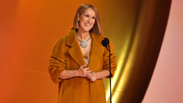 (FILES) Canadian singer Celine Dion presents the Album Of The Year award on stage during the 66th Annual Grammy Awards at the Crypto.com Arena in Los Angeles on February 4, 2024. Canadian pop megastar Celine Dion, who suffers from a rare neurological disorder, said in her first interview since announcing the career-sidelining diagnosis that she is well, but taking life "one day at a time." Dion, 56, first disclosed in December 2022 that she had been diagnosed with Stiff Person Syndrome, which causes stiff muscles in the torso, arms and legs, with noise or emotional distress known to trigger spasms. (Photo by Valerie Macon / AFP)