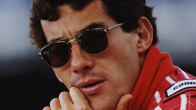 Ayrton Senna of Brazil, driver of the #1 Honda Marlboro McLaren McLaren MP4/7A Honda V128 during tyre testing for the British Grand Prix on 7 July 1992 at the Silverstone Circuit in Towcester, Great Britain. (Photo by Mike Hewitt/Getty Images)
