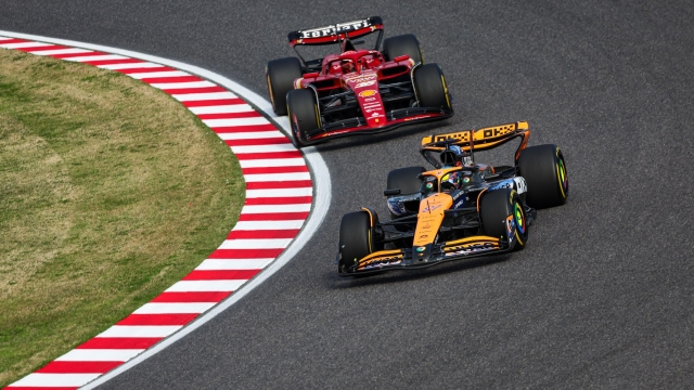 81 PIASTRI Oscar (aus), McLaren F1 Team MCL38, 16 LECLERC Charles (mco), Scuderia Ferrari SF-24, action during the Formula 1 MSC Cruises Japanese Grand Prix 2024, 4th round of the 2024 Formula One World Championship from April 5 to 7, 2024 on the Suzuka International Racing Course, in Suzuka, Japan - Photo Florent Gooden / DPPI (Photo by FLORENT GOODEN / Florent Gooden / DPPI via AFP)