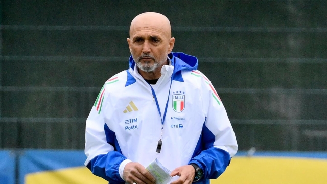 Italy's national soccer team head coach, Luciano Spalletti, leads a training session at the ''Giulio Onesti'' training centre in Rome, Italy, 18 March 2024. ANSA/ETTORE FERRARI