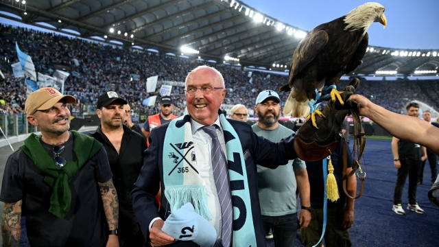 ROME, ITALY - MAY 26: Former ss lazio head coach Sven Goran Eriksson greets the fans prior to the Serie A TIM match between SS Lazio and US Sassuolo at Stadio Olimpico on May 26, 2024 in Rome, Italy. (Photo by Marco Rosi - SS Lazio/Getty Images)
