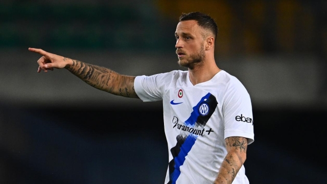 VERONA, ITALY - MAY 26:  Marko Arnautovic of FC Internazionale reacts during the Serie A TIM match between Hellas Verona FC and FC Internazionale at Stadio Marcantonio Bentegodi on May 26, 2024 in Verona, Italy. (Photo by Mattia Ozbot - Inter/Inter via Getty Images)