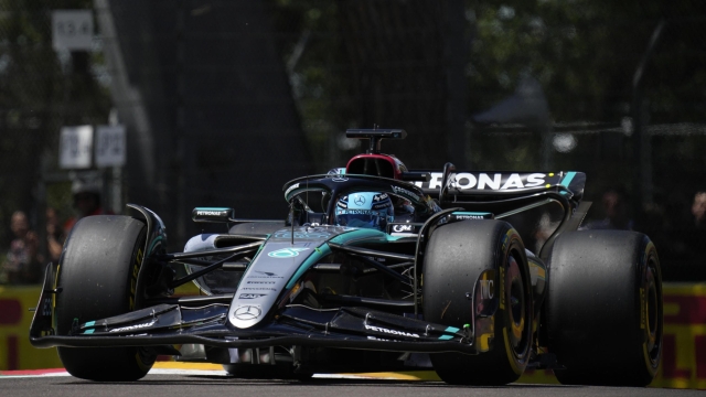 George Russel of England and Mercedes AMG Petronas F1 Team W15 drive on track during the Free Practice of the Formula 1 Gran Premio del Made in Italy e dellEmilia-Romagna at Enzo e Dino Ferrari Circuit on May 17 2024 in Imola, Italy. ANSA/DANILO DI GIOVANNI