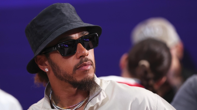 PARIS, FRANCE - AUGUST 04: Lewis Hamilton attends the Fencing Men's Foil Team Medal matches on day nine of the Olympic Games Paris 2024 at Grand Palais on August 04, 2024 in Paris, France. (Photo by Ezra Shaw/Getty Images)