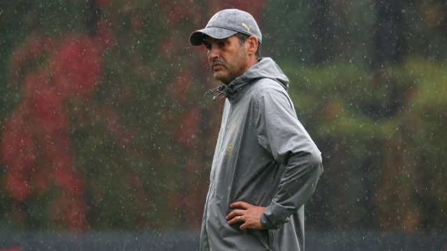 CAIRATE, ITALY - OCTOBER 16: Paulo Fonseca Head coach of AC Milan looks on during an AC Milan Training Session at Milanello on October 16, 2024 in Cairate, Italy. (Photo by Giuseppe Cottini/AC Milan via Getty Images)