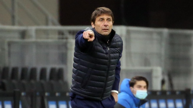 Inter MilanÂ?s coach Antonio Conte gestures during the Italian serie A soccer match between FC Inter and Atalanta BC at Giuseppe Meazza stadium in Milan, 8 March 2021. ANSA / MATTEO BAZZI