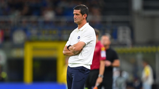 Inter Milan coach Cristian Chivu reacts during a match