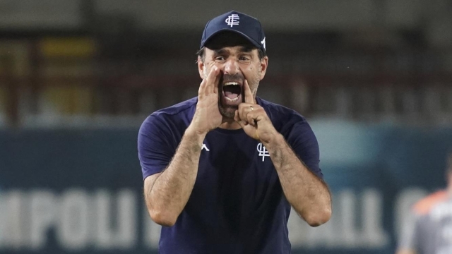 L`allenatore dell`Empoli Guido Pagliuca durante la partita di Serie B tra Empoli e Spezia allo stadio Carlo Castellani - Computer Gross Arena, Italia - Domenica 14 Settembre 2025. Sport - Calcio. (Foto di Marco Bucco/Lapresse)