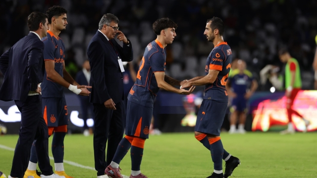 BENGHAZI, LIBYA - OCTOBER 10: Henrickh Mkhitaryan and Matteo Venturini of FC Internazionale in action during Club Friendlies match between Atlético Madrid and FC Internazionale on October 10, 2025 in Benghazi, Libya.