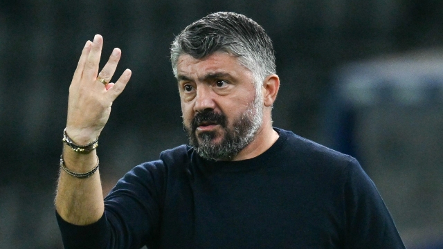 Italy's head coach Gennaro Gattuso gestures during the FIFA World Cup 2026 Group I qualification football match between Italy and Israel, at the the Bluenergy Stadium in Udine northeastern Italy, on October 14, 2025. (Photo by Stefano RELLANDINI / AFP)