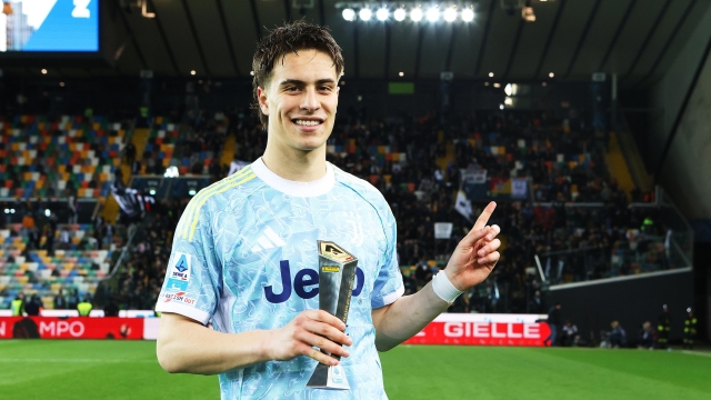 Juventus' Kenan Yildiz Panini Player of the match  Serie A Enilive 2025/2026 during the Serie A soccer match between Udinese and Juventus at the Bluenergy Stadium in Udine, north east Italy - Saturday, March 14,2026 sport - soccer (Photo by Andrea Bressanutti/Lapresse)
