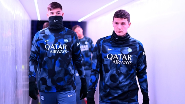  Tomas Palacios and Benjamin Pavard of FC Internazionale look on prior to the Serie match between Inter and Bologna at Stadio Giuseppe Meazza on January 15, 2025 in Milan, Italy. (Photo by Mattia Ozbot - Inter/Inter via Getty Images)