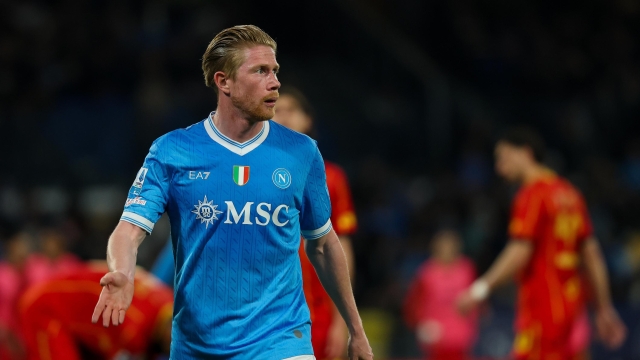 Napoliâs Kevin De Bruyne  during the Serie A soccer match between Napoli and Lecce  at the Diego Armando Maradona Stadium in Naples, southern italy - Saturday , March 14 , 2026. Sport - Soccer .  (Photo by Alessandro Garofalo/LaPresse)