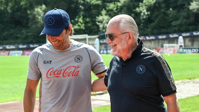 DIMARO, ITALY - JULY 14: SSC Napoli President Aurelio De Laurentiis attending at the training morning session at Dimaro Sport Center, on July 14, 2024 in Dimaro, Italy. (Photo by SSC NAPOLI/SSC NAPOLI via Getty Images)