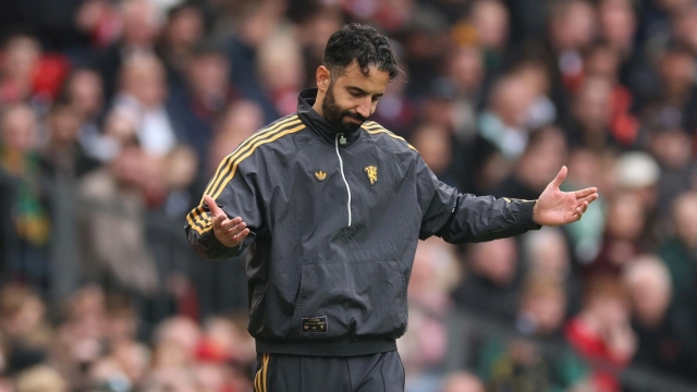  Ruben Amorim, Manager of Manchester United, gestures during the Premier League match between Manchester United and Sunderland at Old Trafford on October 04, 2025 in Manchester, England. (Photo by Carl Recine/Getty Images)