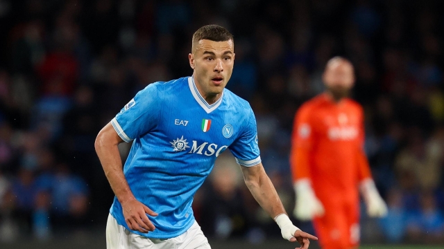 Napoliâs Alessandro Buongiorno during the Serie A soccer match between Napoli and Cremonese at the Diego Armando Maradona Stadium in Naples, southern italy - Friday , April 24 , 2026. Sport - Soccer . (Photo by Alessandro Garofalo/LaPresse)