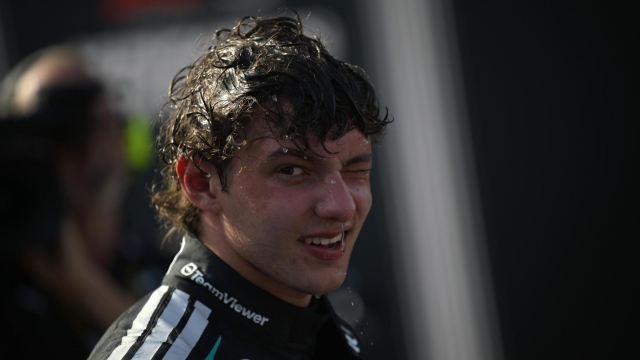 epa13134257 Water drips from the face of third-placed Mercedes driver Andrea Kimi Antonelli of Italy as he cools himself after the Formula One Hungarian Grand Prix at the Hungaroring circuit in Mogyorod, Hungary, 26 July 2026.  EPA/Zoltan Balogh HUNGARY OUT