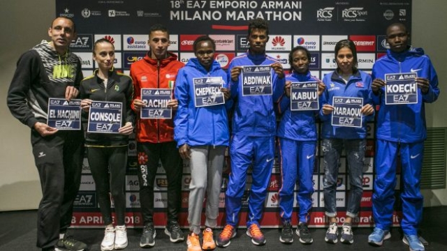 Foto LaPresse -Stefano De Grandis7/04/2018 MilanoEA/ Milano Marathonconferenza stampa Top Runner