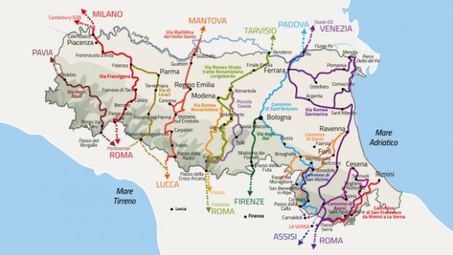 La mappa dei cammini dell'Emilia-Romagna