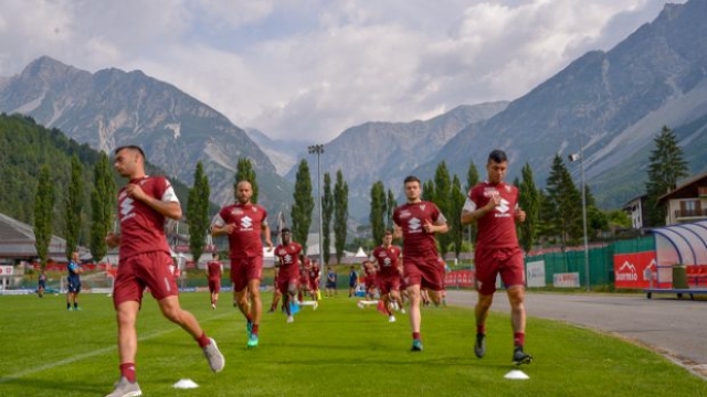 L'allenamento del Torino, in ritiro a Bormio (foto Marco Alpozzi, LaPresse)