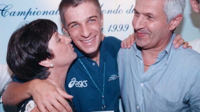 Ivano Brugnetti con i suoi genitori.
