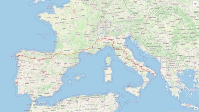 La mappa di Pathfinder, da Santa Maria di Leuca a Finisterre