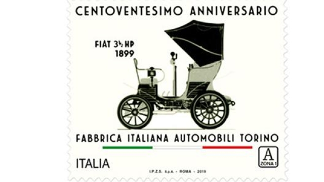 Il francobollo speciale per i 120 della Fiat