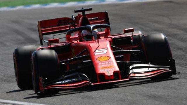 Sebastian Vettel in azione a Hockenheim con la Ferrari. Getty