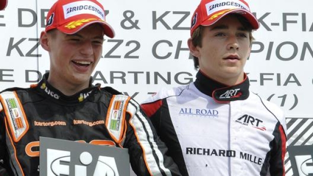 Max Verstappen e Charles Leclerc 15enni in kart nel 2013. Press.net