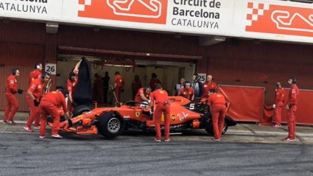 Vettel in azione al Montmelò
