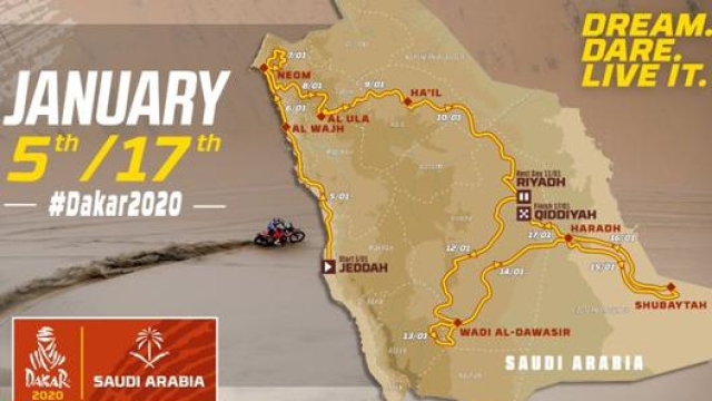 La mappa della Dakar 2020, in Arabia Saudita