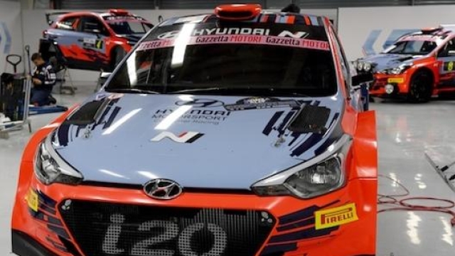 Le Hyundai i20 (R5) nel garage a Monza per il Mrs 2019