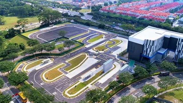 Una veduta aerea del Cetran, il centro sulla guida autonoma di Singapore