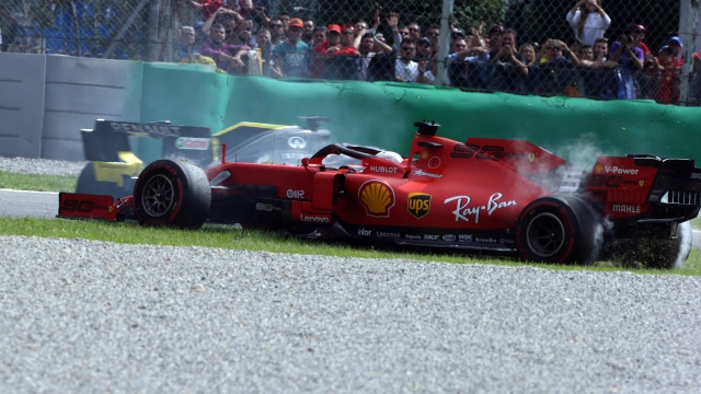 Il testacoda di Vettel alla Variante Ascari di Monza nel GP 2019, prima del trionfo di Charles Leclerc. Lapresse