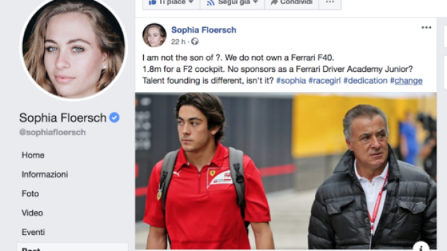 Il post polemico su Facebook contro gli Alesi di Sophia Flörsch