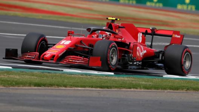 La Ferrari di Leclerc in azione. Afp