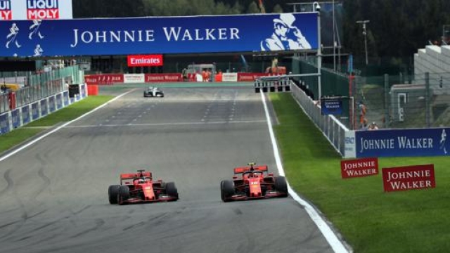 Leclerc e Vettel a Spa nel 2019. LaPresse