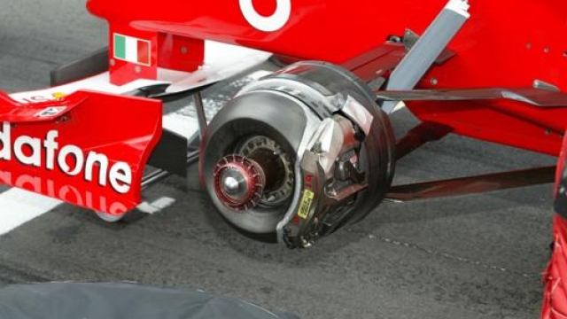 L’impianto frenante Brembo di una Ferrari F2005, piloti Schumacher e Barrichello