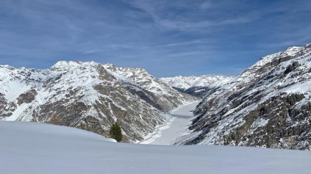 Il panorama sulle Alpi Retiche in inverno