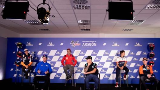 La conferenza stampa dei piloti MotoGP. Afp
