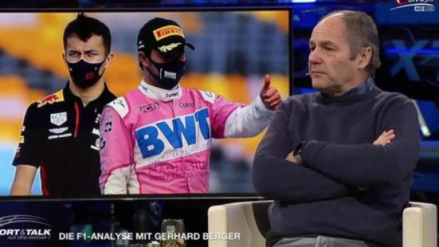 L’ex pilota Ferrari, Gerhard Berger (61 anni), durante l’intervista alla tv austriaca. Servus TV