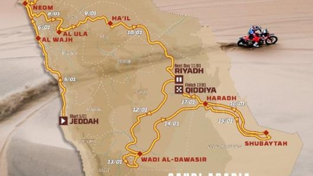 Il percorso della Dakar 2020 in Arabia Saudita