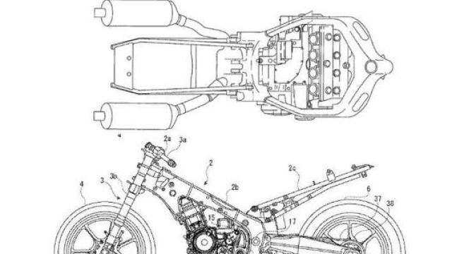 Disegni di brevetto della nuova Suzuki Hayabusa 1.440 (fonte Mcn )