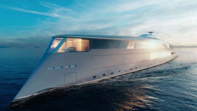 Il concept di yacht di lusso a idrogeno Aqua che si credeva fosse stato acquistato da Bill Gates