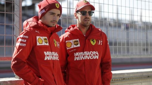 Da sinistra Charles Leclerc e Sebastian Vettel. AP